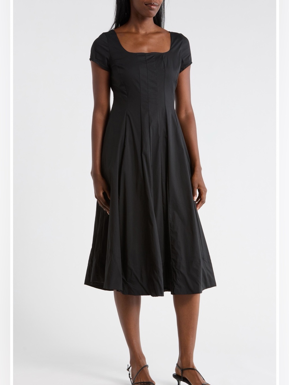 Black Poplin Cap Sleeve Dress Ellen Tracy Size M